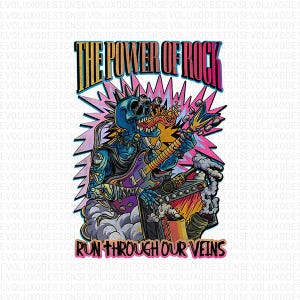 Die Kraft des Rock PNG | Schädel-Gitarren-Verstärker-Sublimation | Heavy Metal Rock and Roll Clipart | -Grunge-Vintage-Rock-Design