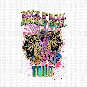 Rock N’ Roll Attack Tour – Distressed Tiger Lightning PNG 300 DPI for POD Tees, Mugs & Concert-Style Gifts