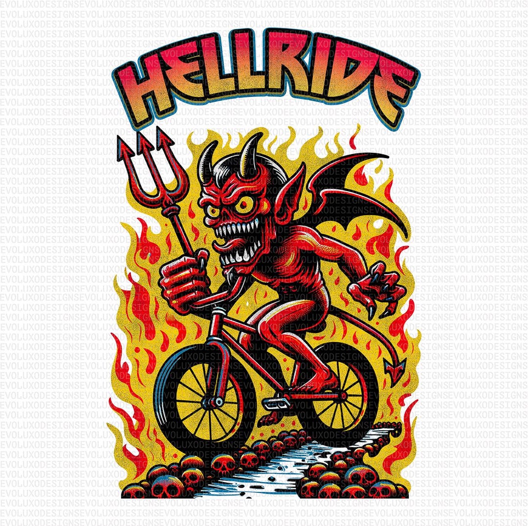 Hellride Devil Biker Art – Vintage Demon Cycling PNG - Etsy