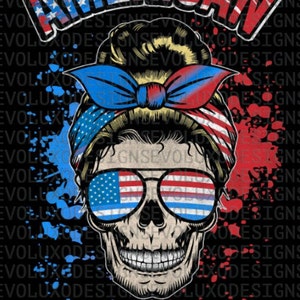 American Spirit  tee skull patriotism usa eeuu flag Digital Sublimation DTF DTG Print PNG File  T Shirt