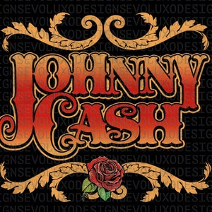 Johnny Cash Distressed Roses PNG: Vintage Rock N Roll Design (Digital Download)