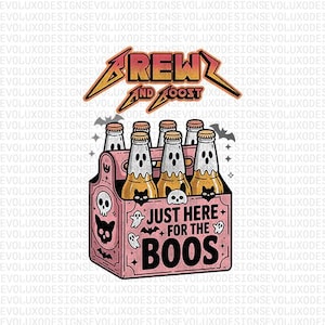 Distressed Halloween Ghosts PNG: Brews and Boos Six-Pack (300 DPI Digital Download