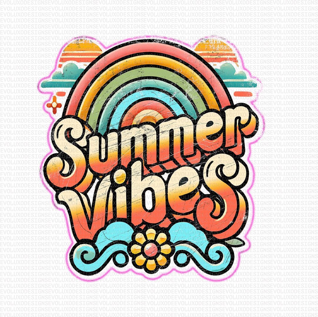 Summer Vibes Rainbow PNG – Retro Groovy Design - Etsy