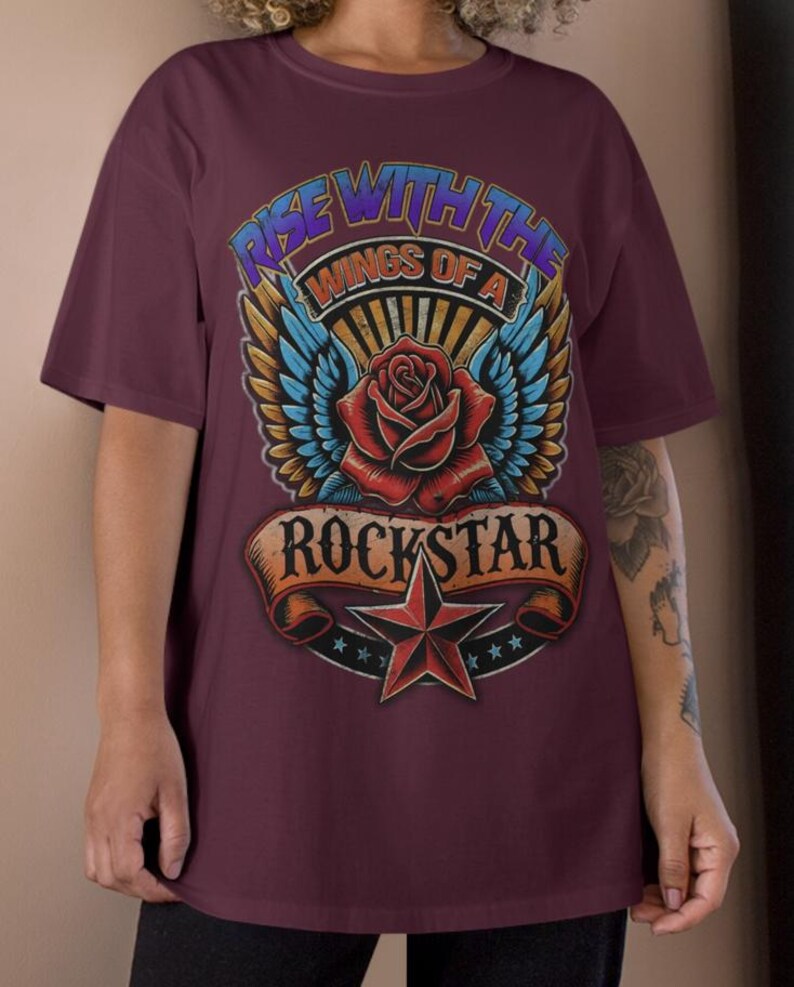 Rockstar Wings Cropped Tee - Charcoal