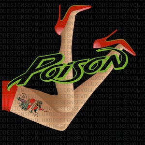 Poison Red Heels Logo Digital Sublimation DTF DTG Print PNG File Rock Band 80s T-Shirt