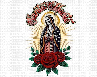 Santa Muerte PNG, Mexican Folk Art Clipart, Holy Death Tattoo Flash, Gothic Virgin Printable Design, Day of the Dead Sublimation File