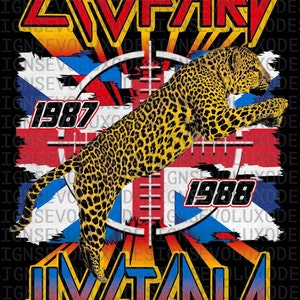Leopard Hysteria Uk Flag Digital Sublimation DTF DTG Print PNG File Rock Band 80s T Shirt Distressed Vintage Customizable Design