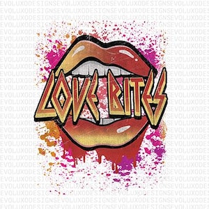 Grunge “Love Bites” Dripping Lips PNG – Rock Splatter Art Digital Download for T-Shirt & Stickers