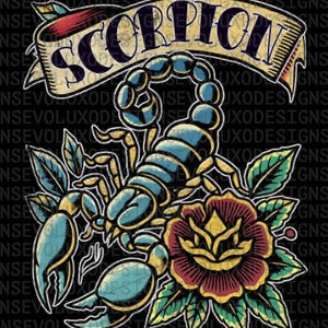 Scorpio Tattoo Design Zodiac Art Sign Shirt Tattoo Style  Symbol Design Ink Art  Tattoo Tee Digital Sublimation DTF DTG Print PNG File