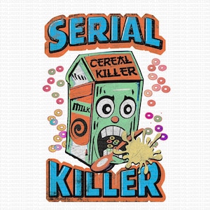 Serial Cereal Killer PNG – Funny Retro Breakfast Art