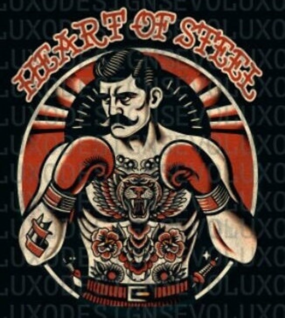 Heart of Steel Tattoo Style Old School Tattooed Boxer