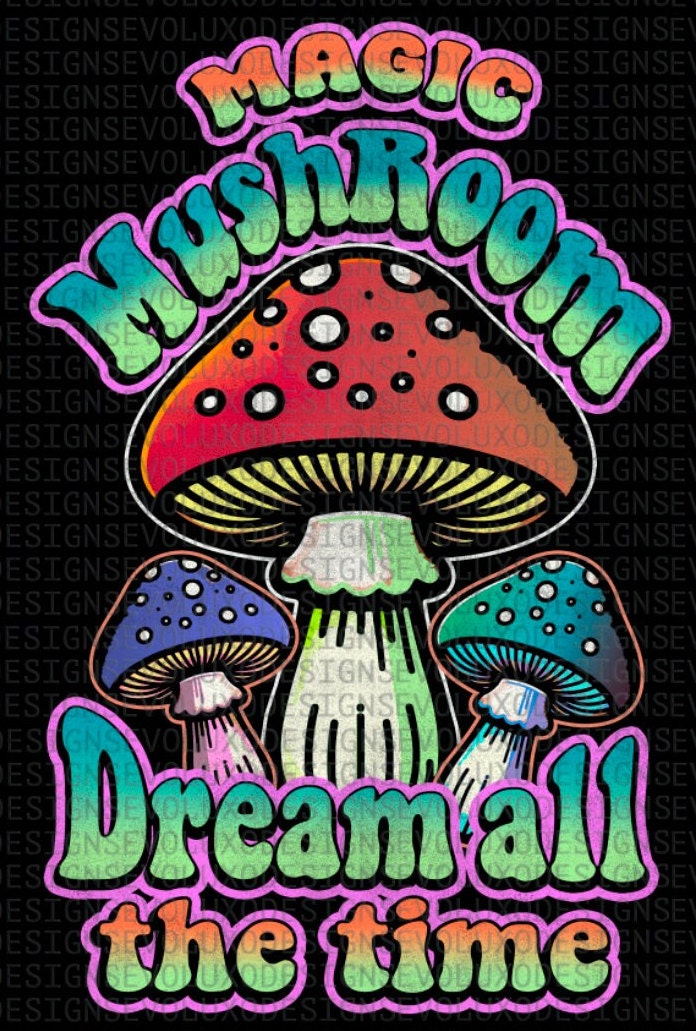 Magic Mushroom Vibrant Colors Fungus Hongod Trippy Digital