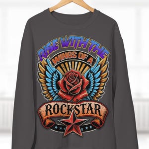 Rockstar Wings Cropped Tee - Charcoal main image 0