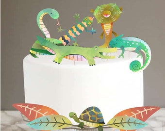 Reptile Cake Topper, Reptile Birthday Party, Printable Reptile Topper, Instant Download
