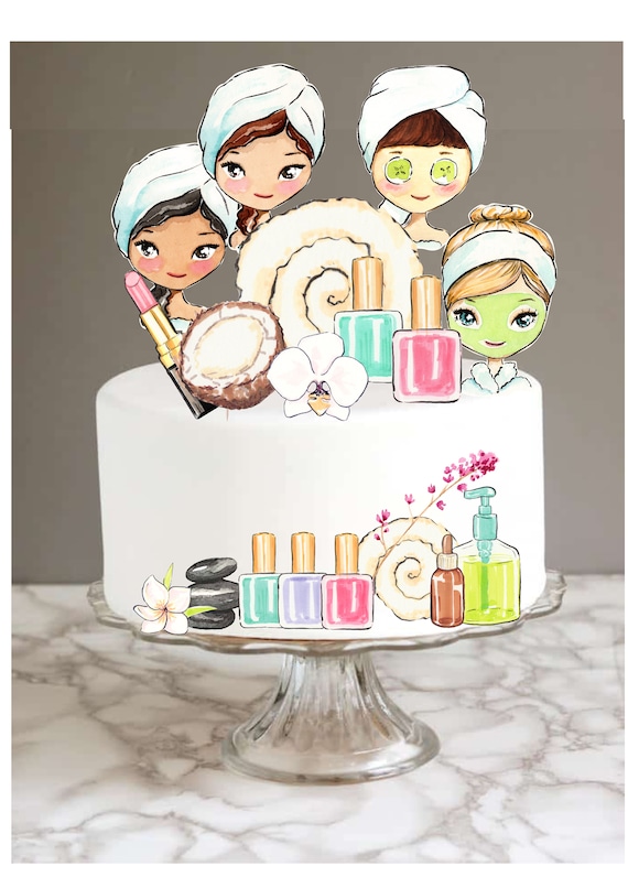 Pamper Party Cake Topper, Printable Pamper Birthday Party, Printable Spa Party Topper, Pamper Party, Instant Download