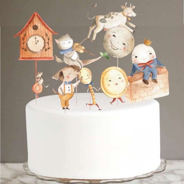 Nursery Rhyme Cake Topper, Printable Nursery Rhyme Toppers, Nursery Rhyme Birthday Party, Instant Download