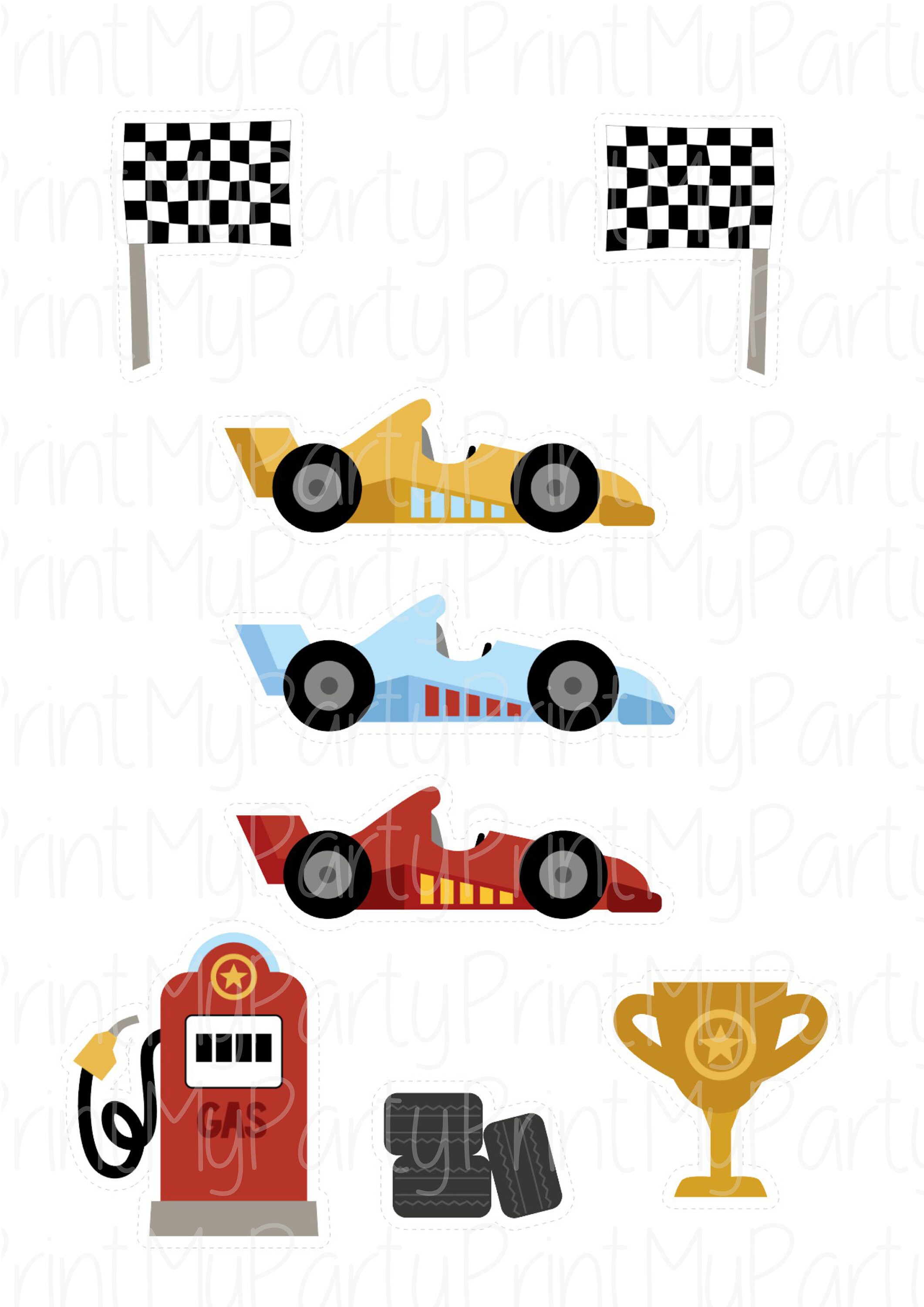 Race Car Cake Topper Race Car Birthday Party Printable Race Etsy