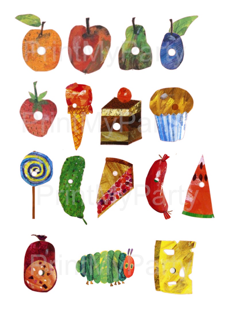 Hungry Caterpillar Cake Topper Birthday Party Printable Etsy