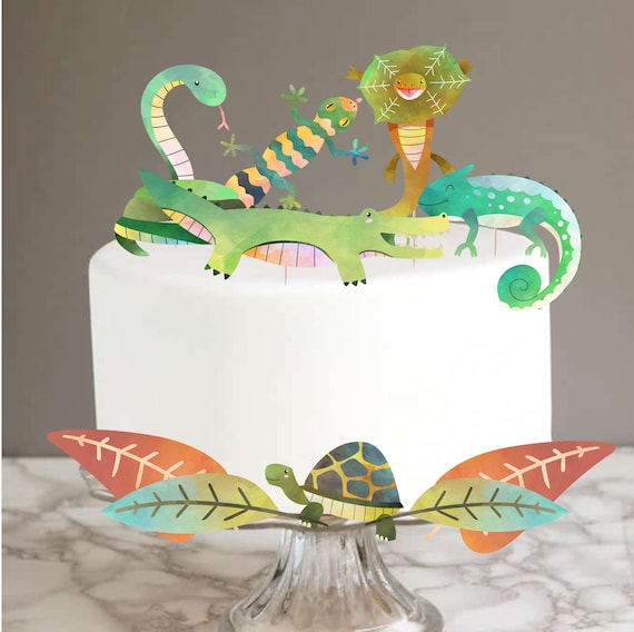Reptile Cake Topper Reptile Birthday Party Printable Reptile Etsy