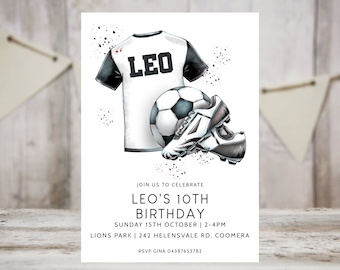 Soccer Birthday Invitation Soccer Theme Party Invitation Modern Soccer Ball Invitation Editable Digital Template INSTANT DOWNLOAD