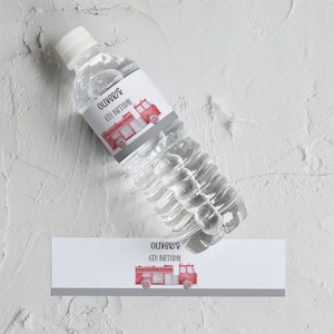 Editable Fireman Water Bottle Label, Fireman birthday decorations, Fire truck label, INSTANT DOWNLOAD