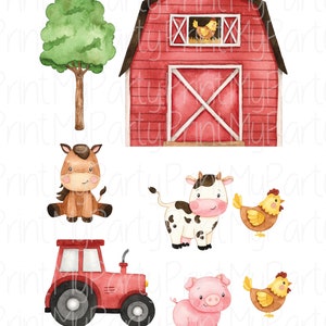 Farm Cake Topper, Farm Birthday Party, Printable Barnyard Topper ...