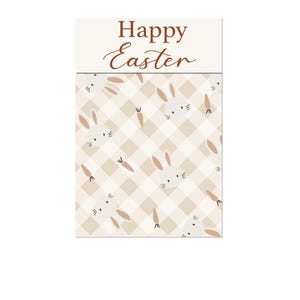 Carta per biscotti con copertina pieghevole stampabile a quadri di Pasqua DIGITALE 4,1x5,5 pollici piegata / Download immediato / Carta per bomboniere di Pasqua / Topper per sacchetti di Pasqua