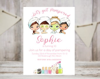 Pamper Party Invitation, Spa Birthday, Spa party Birthday Invitation, Pamper Party, INSTANT DOWNLOAD