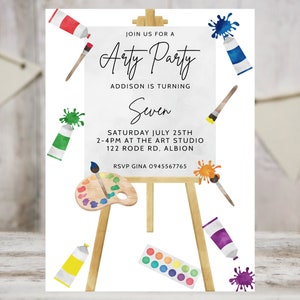 Painting Birthday Invitation Template, Art Birthday, Painting Party, Editable Invitation, INSTANT DOWNLOAD