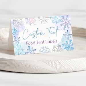Moderne Winter Geburtstag Essen Zelten, Winter Wunderland, Winter Prinzessin, Partydekoration, bearbeitbare Vorlage, INSTANT DOWNLOAD