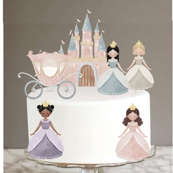 Prinses taart topper, prinses verjaardagsfeestje, afdrukbare prinses topper, Instant Download