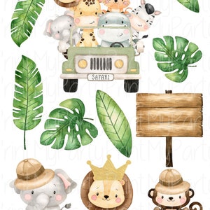 Adorno para tarta de safari, fiesta de cumpleaños de safari, adorno imprimible de safari, fiesta WildOne, adornos imprimibles para tarjetas, descarga instantánea