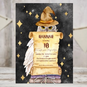 Wizard uitnodiging, Magic School verjaardag, moderne Wizard Party, afdrukbare, bewerkbare uitnodiging, INSTANT DOWNLOAD