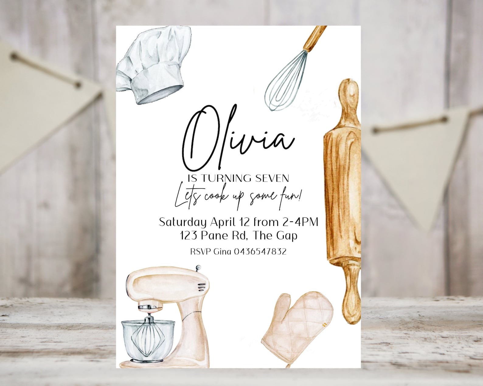 Cooking Party Birthday Invitation, Baking Cooking Party, Chef Party ...