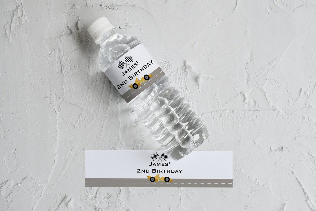 Race Car Water Bottle Label, Printable Race Car Water Label, Two Fast ...