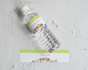 Pamper Party Water Bottle Label, Pamper party, Modern Pamper, Spa Party, Editable Labels, INSTANT DOWNLOAD
