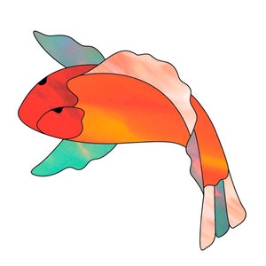 Fish Stained Glass Pattern to Download PDF, Marine Life Stain Glass Suncatcher Pattern for Beginners, Easy Stained Glass Pattern