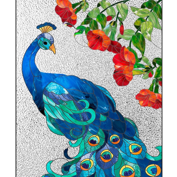 Peacock stained glass pattern PDF, Stained glass bird pattern, Stain glass peacock pattern, Peacock Stained Glass Window Hanging