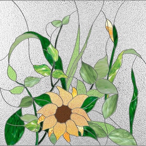 Modèle de vitrail de tournesol PDF, motif de fleur de vitrail, panneau de fenêtre d’été en vitrail/motif suspendu