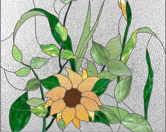 Sunflower Stained Glass Pattern PDF, Stain Glass Flower Pattern, Stained Glass Summer Window Panel/Hanging Pattern