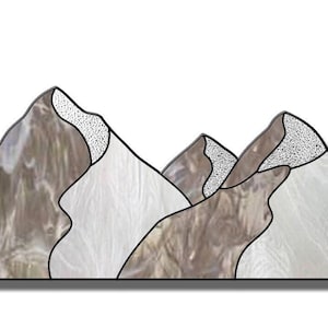 Mountains stained glass pattern to download PDF, Stain glass mountain suncatcher pattern, Stained glass landscape pattern