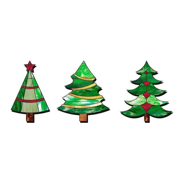 Modèles de vitrail pour sapin de Noël à télécharger (lot de 5), Modèles de vitrail pour débutants, Modèles attrape-soleil de décoration de Noël