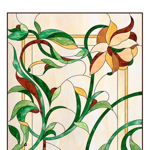 Blommönster i färgat glas i PDF-format, blommönster i färgat glas att ladda ner, mönster i färgat glas med blommönster i fönsterpaneler