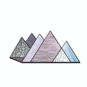 3D stained glass mountain pattern for beginners, Mountain scene stain glass pattern, 3D Stained glass landscape suncatcher pattern