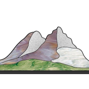 Mountains stained glass pattern to download PDF, Stain glass mountain suncatcher pattern, Stained glass landscape pattern