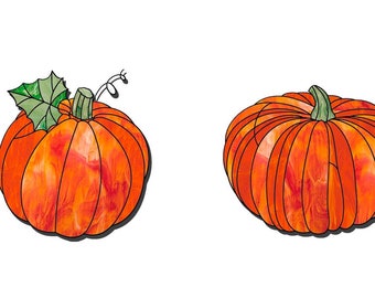 Stained glass pumpkin pattern (set of 3), Fall stained glass patterns, Bundle of pumpkin patterns, Set of 3 stain glass pumpkin patterns