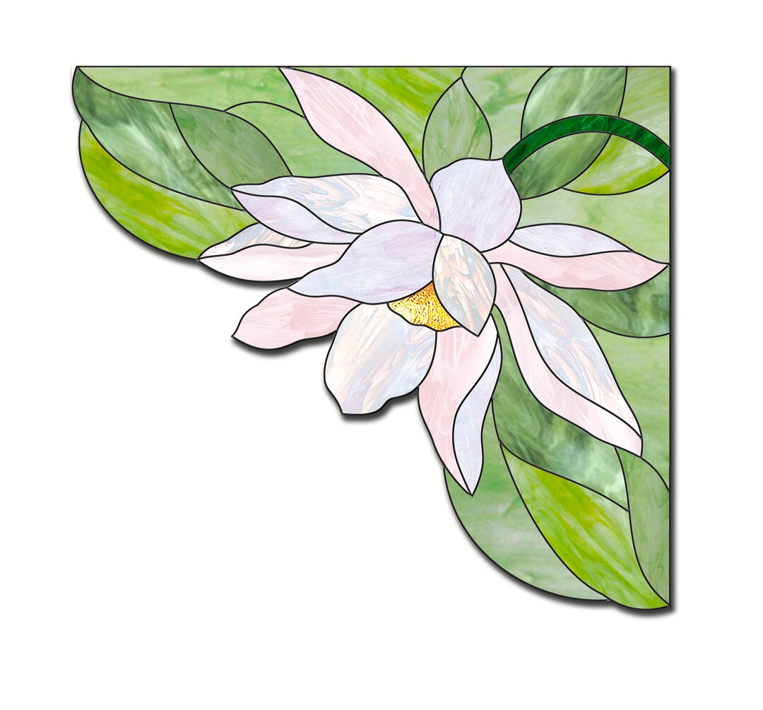 Stained Glass Lotus Pattern to Download PDF, Stain Glass Window Corner ...