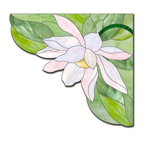 Stained glass lotus pattern to download PDF, Stain glass window corner pattern to download, Lotus flower pattern