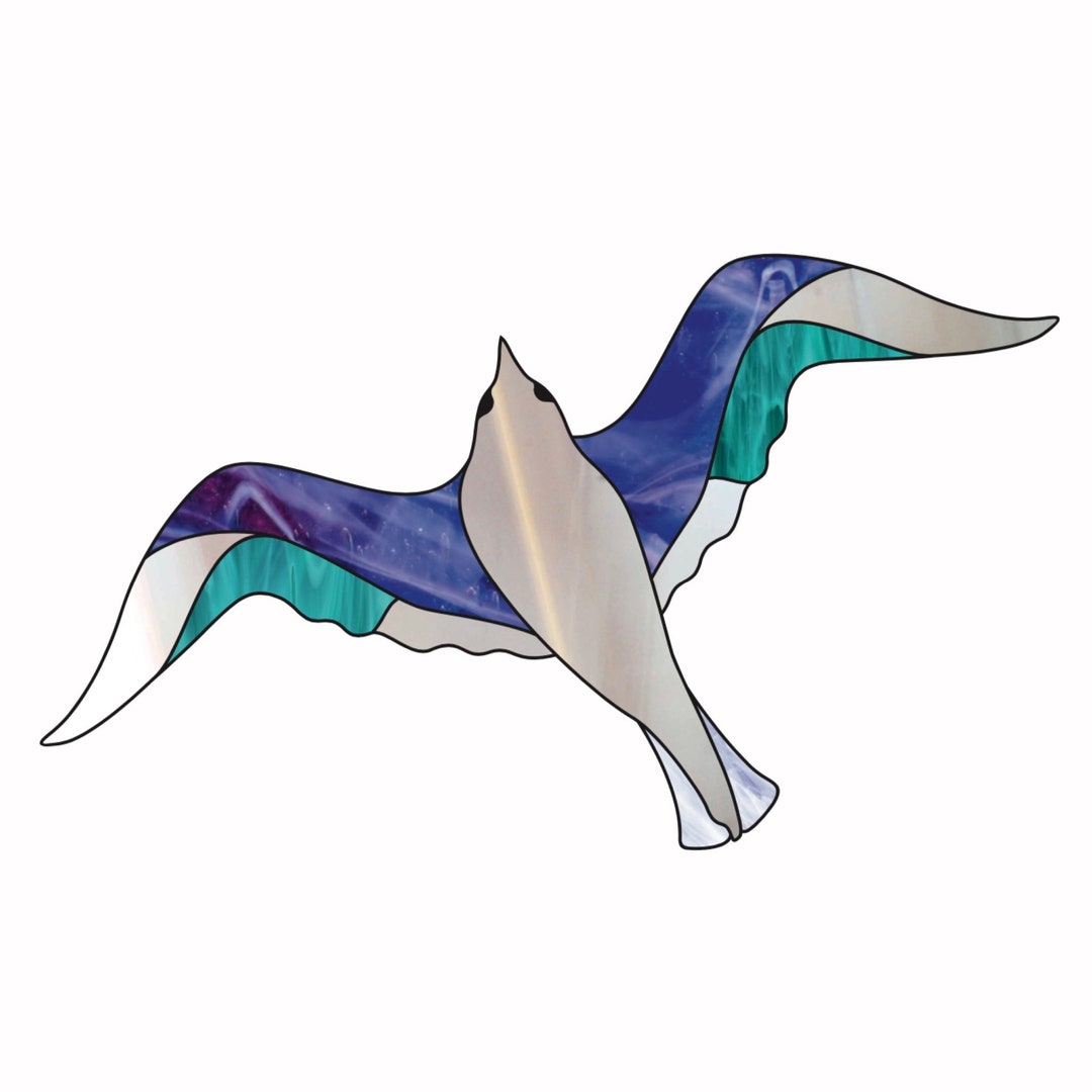 Bird Suncatcher Pattern for Windows, Easy Stain Glass Gull Pattern ...