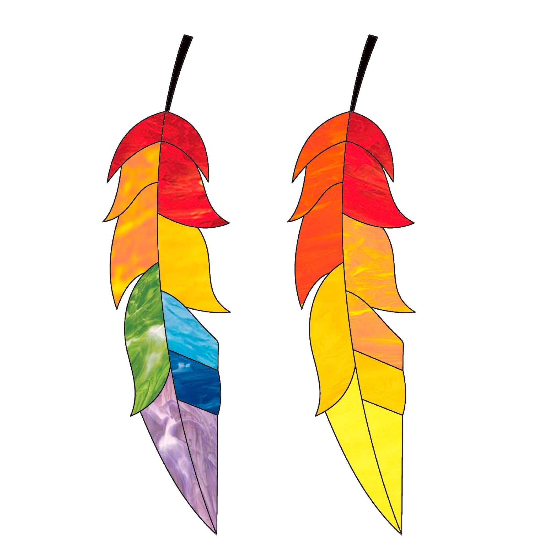 Feathers Stained Glass Pattern, Stain Glass Rainbow Feathers Pattern ...